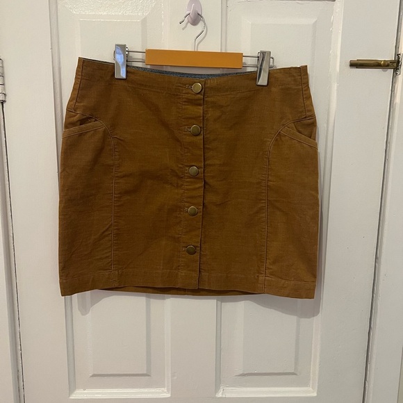 Corduroy Button-Front Tan Skirt - Picture 2 of 3
